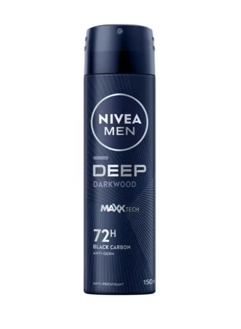 NIVEA Men Antiperspirant Spray Espresso Deep Black Carbon 150ml - Image 1